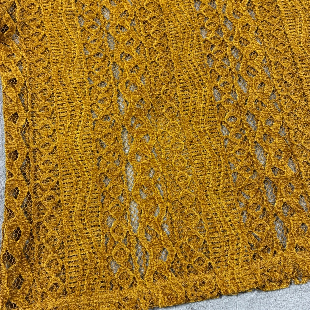 Zara Mesh Crochet Lace Short Sleeve Top Size M Gold Festival Layering Glam - Picture 5 of 8